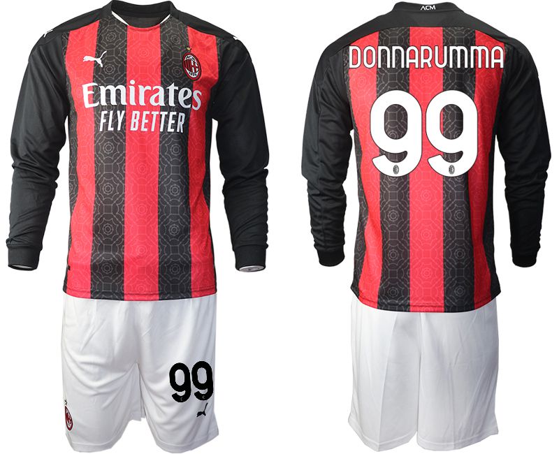 Men 2020-2021 club AC milan home long sleeve #99 red Soccer Jerseys